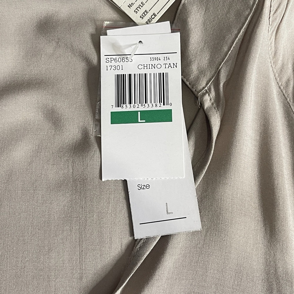 Spense Beige Large Top Front Pockets Button Sleeve Pleated Airy NWT 100% Viscose - Picture 7 of 12